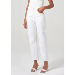 Agolde Sz 27 90s Crop Jeans White Denim Straight Mid Rise - Minuscule dirt spot